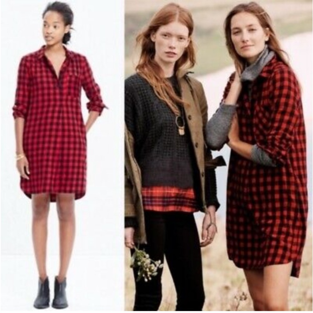 Madewell NWT Flannel Latitude Shirtdress Buffalo Check E5990, XS